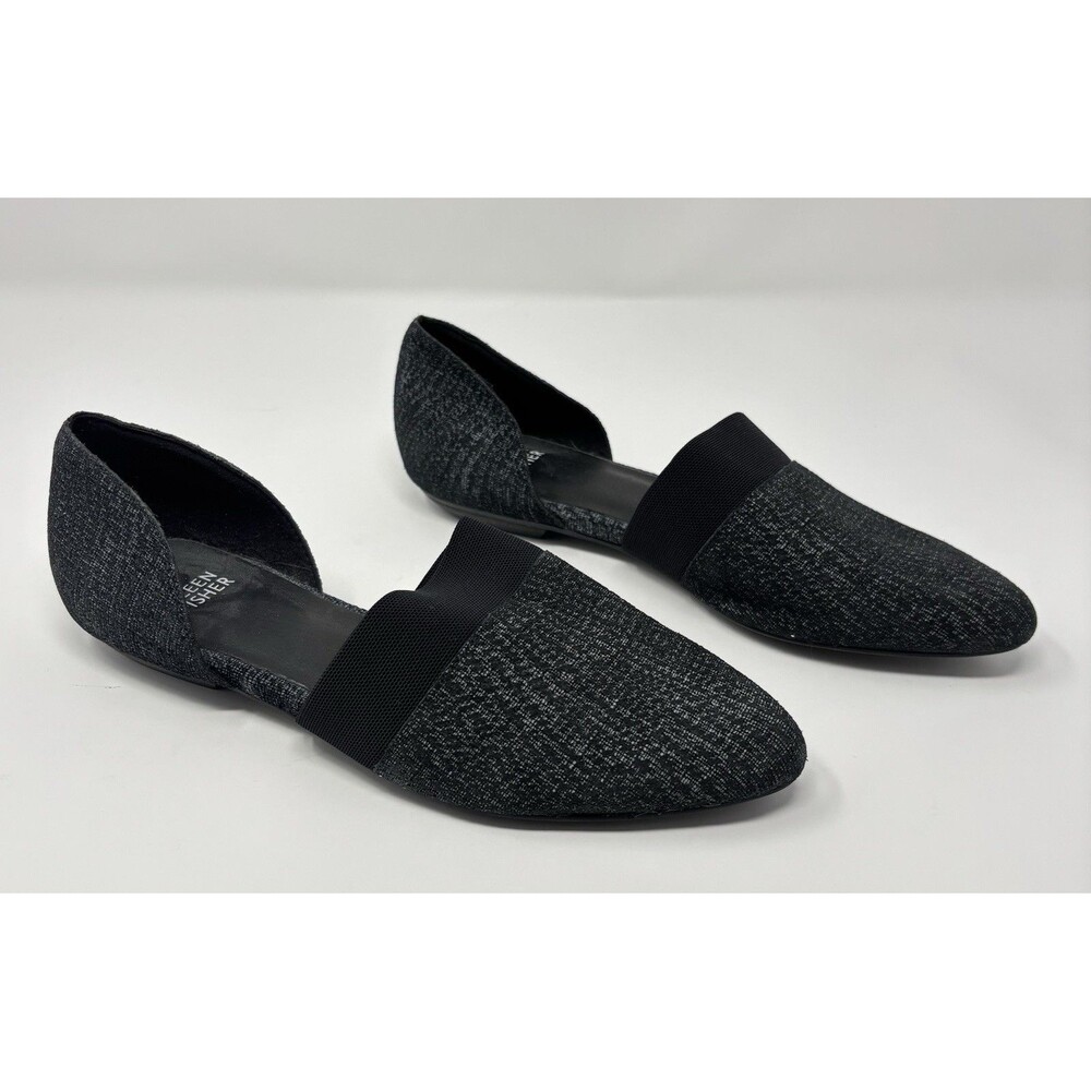 Eileen Fisher Shoes Flute D'orsay Pointed Toe Flat Size 7.5 Gray Houndstooth